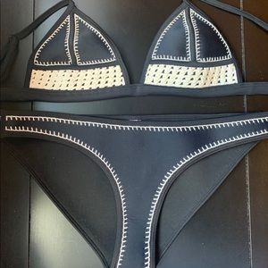 Black crotchet neoprene bikini